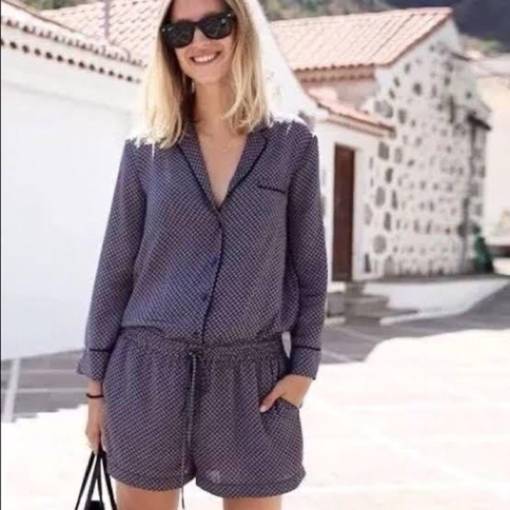 Zara Silk Pajama Romper Sz S